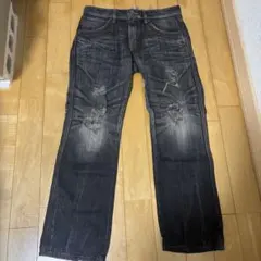 EDWI503ダメージ加工 ストレートデニム