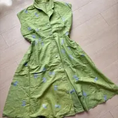 hilo hawaii ヒロハワイ ノースリーブシャツワンピース 黄緑色 XL