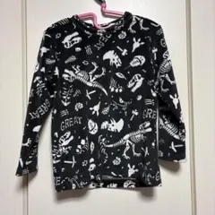 恐竜の骨柄フリースパジャマセット 100cm ブラック　2枚セット　セットアップ