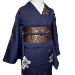 小紋 洗える着物 蝶 菖蒲 ブルー ネイビー 着物 122b d ms - メルカリ