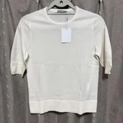 y121605 theory luxe トップス　半袖　ニット　無地　ウール38