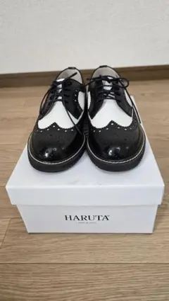 HARUTA ウイングチップ 黒白オックスフォードシューズ