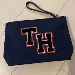 TOMMY HILFIGER ネイビーポーチ THロゴ刺繍