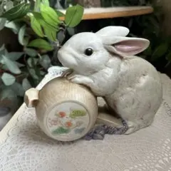 【瀬戸焼　薬師釜】うさぎ　置物　陶器