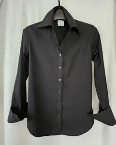 【SPB エスピービー】シンプル長袖シャツ/袖折返し可/綿100/黒/M相当