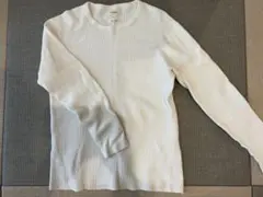 BEAMS ホワイト サーマル　クルーネック　ワッフル