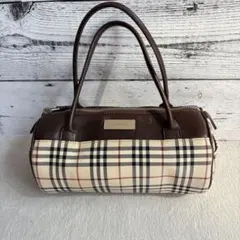 バーバリー ノバチェック キャンバス レザー チェック柄 ミニボストンバッグ
