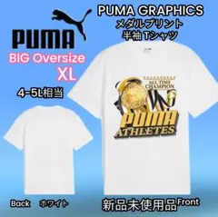 BIG XL PUMA チャンピオンプリント半袖Tシャツ 白4-5L