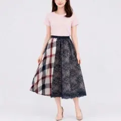 ブルーレーベルクレストブリッジ チェック×レーススカート 38のサムネイル