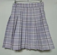 【数回着用】◎値下げしてます!　ハニーズ薄紫色 チェック柄 プリーツスカパン