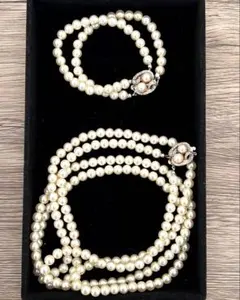 パールネックレス 2連 ネックレス ブレスレット　ジョイント式 2WAY