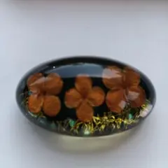 レジン 押し花 ドライフラワー ブラック ヘアゴム ブローチ