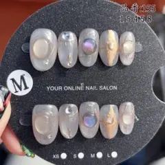 【155】ネイルチップ　マグネット　ぷっくり　ミラー