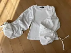 ホワイト バルーンスリーブ 半袖シャツ