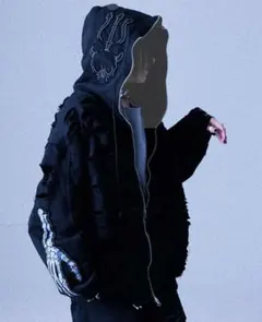 Gamchu ガムチュ ダメージ パーカー ブラック