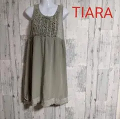 Tiara メルローズ グレー シルク コットン ロング ワンピース