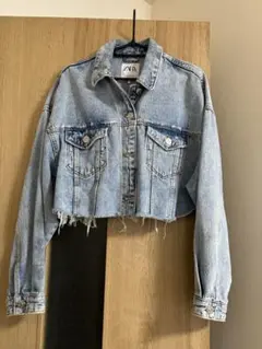 ZARA ライトブルークロップドジャケット