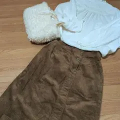 ［美品］サマンサモスモス　ブルー☆コーデュロイロングスカート