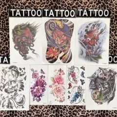 まとめ売り タトゥーシール 般若 花 薔薇 セット 花魁 コスプレ 和彫り