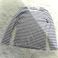 UNIQLO ユニクロ ボーダー カットソー M 長袖 ホワイト ネイビー 紺色