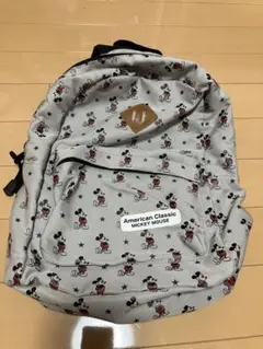 【美品】ミッキーマウス柄リュック グレー