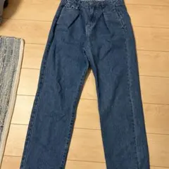 ダークブルー ストレートデニムパンツ