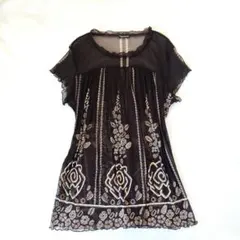 ブラウン チュニック シースルー 森ガール フェアリーグランジ