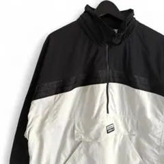 00s ヴィンテージ adidas プルオーバー ナイロン 黒白 X7