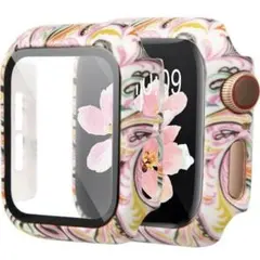 ❤️Apple Watch用 全面保護ケース フィルム付き 保護カバー 花柄