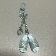 シークレットキーホルダー キルトシリーズ スリッパ 水色 キティ