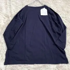 1477 新品未使用✨オーバーサイズ長袖カットソー L ゆったり 濃紺 ロング丈