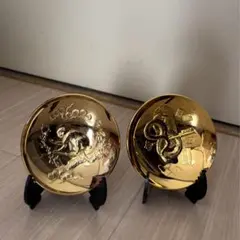 金色のアンティークトレイ猿と蛇　2点セット