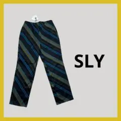 新品タグ付き SLY ストライプ柄 クロップドパンツ 0 ブラック