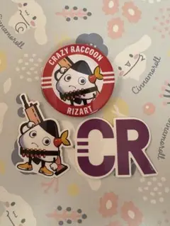 Crazy Raccoon RizArt 缶バッジステッカーセット