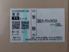 ジュウリョクピエロ　2026年オークス単勝馬券のサムネイル