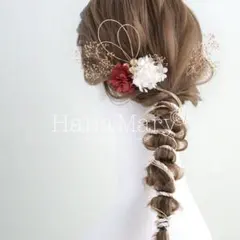 水引きアレンジ　紐アレンジ　卒業式　袴　髪飾り