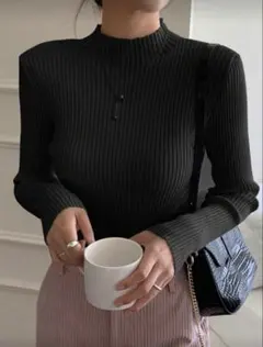 SHEIN ブラックハイネック ニット トップスXL