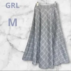 グレイル スカート グレー M チェック柄フレアスカート ロング丈