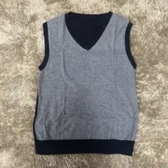 グレー ネイビー Vネック ベスト XL