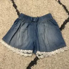 デニム レース付きショートパンツ