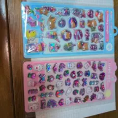 キラキラ犬、うさぎ3Dシール♡2枚セット