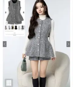 GRL フリージアツイードベスト×ショートパンツセットアップ