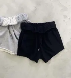 【新品未使用タグ付き】黒　ダブルウエスト　スエットショートパンツ