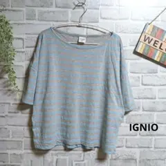 イグニオ 半袖tシャツ ボーダー ストレッチ ゆったり 大人可愛い スリット Mのサムネイル