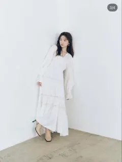 COCO DEAL ラッフルレーストリムワンピース 38
