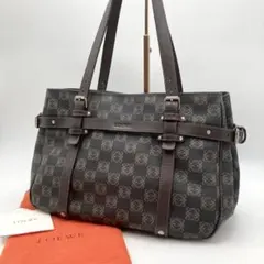 極美品✨ LOEWE ハンドバッグ リピートアナグラム 黒系 人気ヴィンテージ
