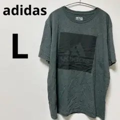 adidas アディダス グレー メッシュ ロゴ Tシャツ 【L】 半袖