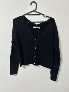 ブラックリブ編みカーディガン