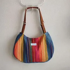 ハンドメイド　カラフル丸型ショルダーバック