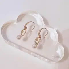 【オーバルノット×パール】結びモチーフピアス＊イヤリング＊上品＊大人可愛い